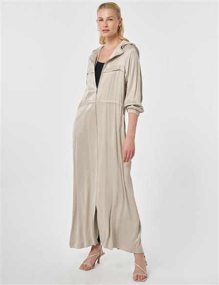 Hooded Lyocell Outerwear Stone