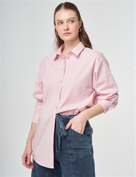 Buttoned Poplin Shirt Powder Pink