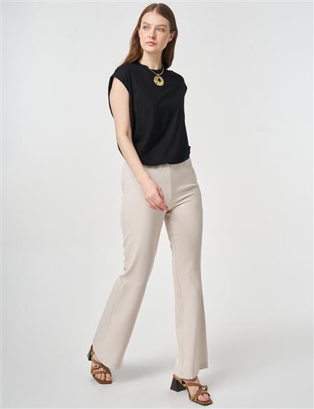 Basic Flared Trousers Light Gray