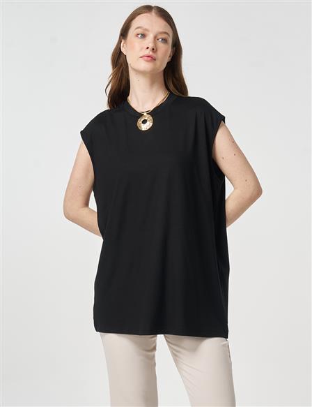 Sleeveless Knitted Blouse Black