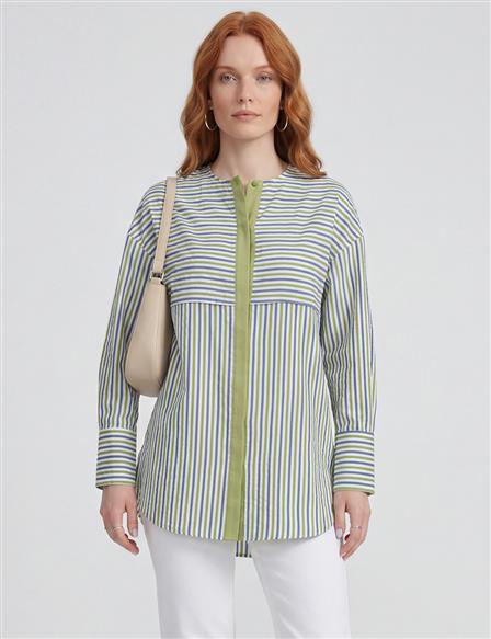 Dropped Shoulder Viscose Tunic Matcha Green