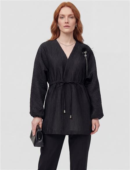Jakarlı Ceket Siyah
