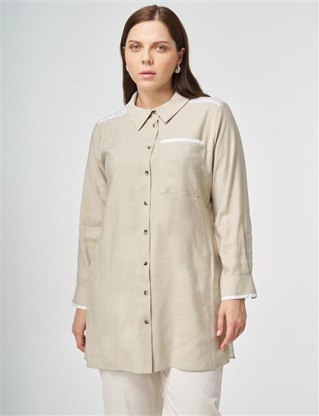 Fabric Trimmed Modal Tunic Moss Green