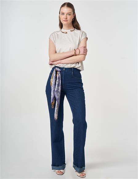 Straight Denim Pants Navy