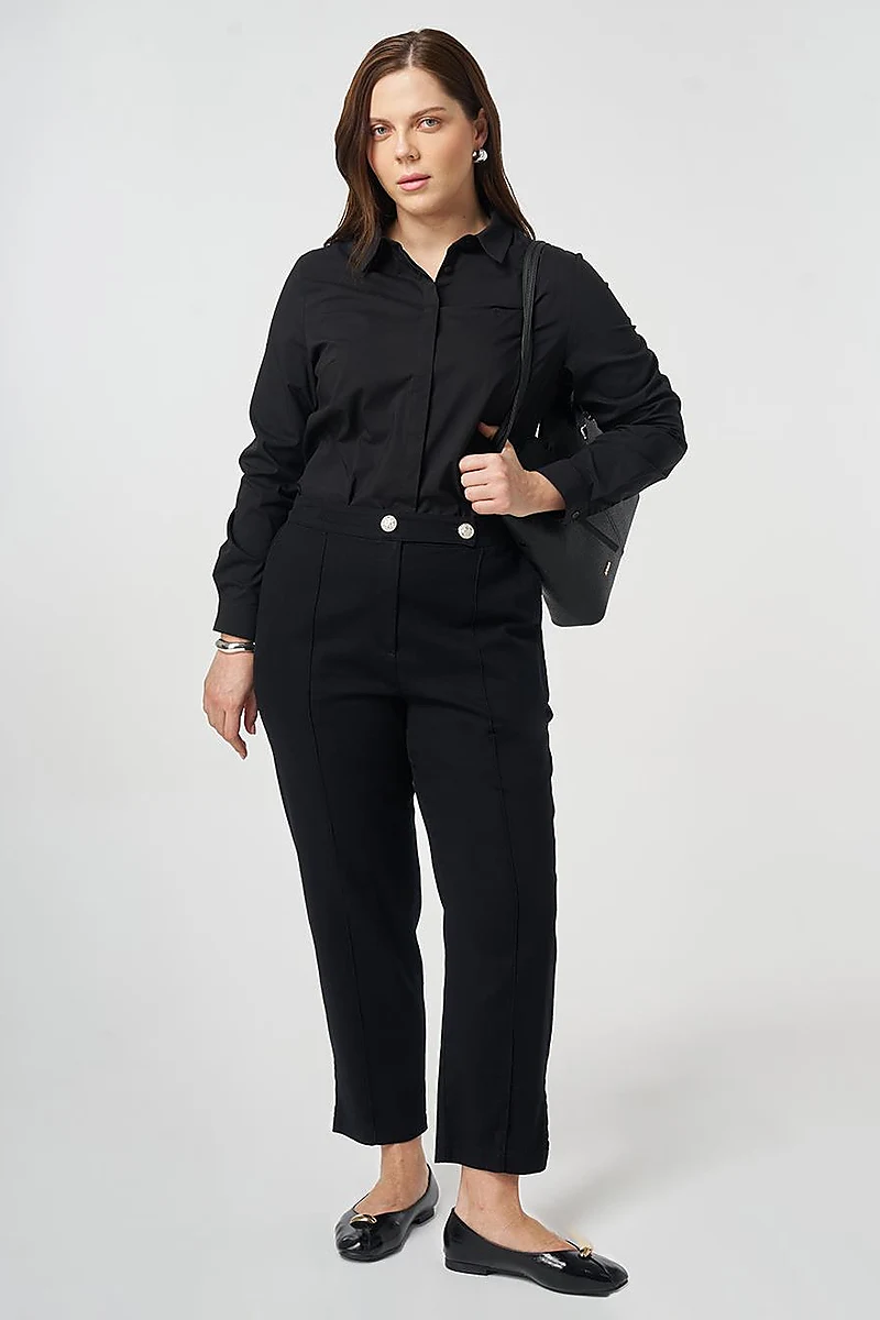 Double Button Non-Denim Trousers Black