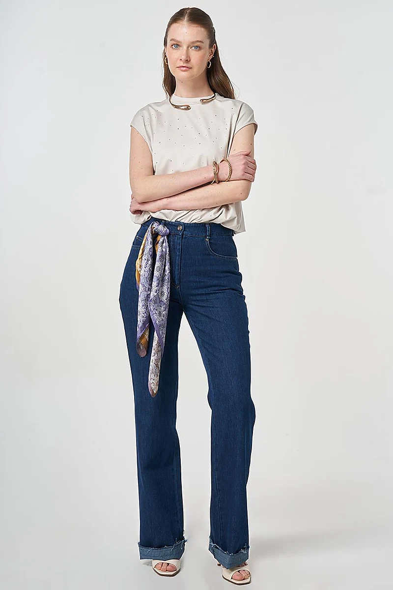 Straight Denim Pants Navy