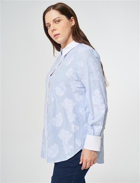 Appliqué Cotton Tunic Blue