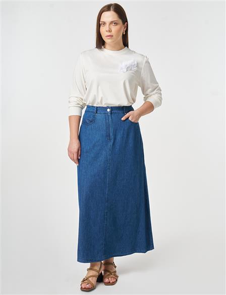 Washed Denim Skirt Indigo