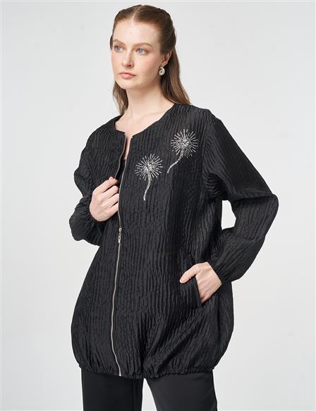 Hotfix Printed Embossed Jacket Black