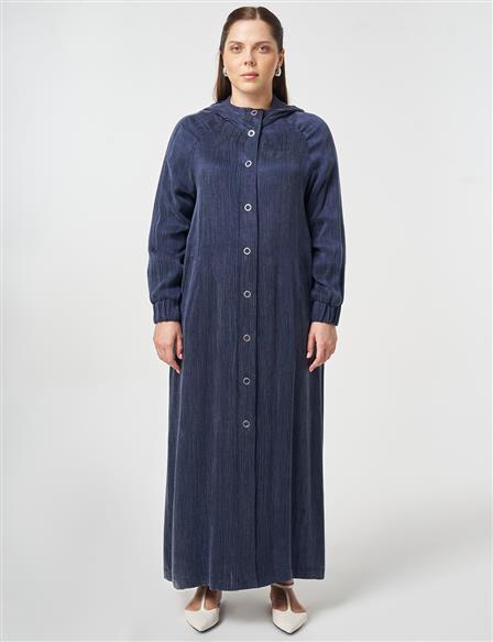 Hooded Lyocell Viscose Trench Coat Dark Navy