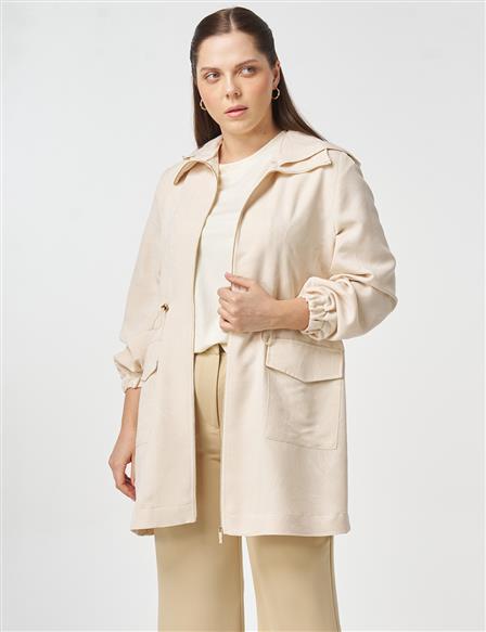 Patch-Pocket Modal Jacket Cream