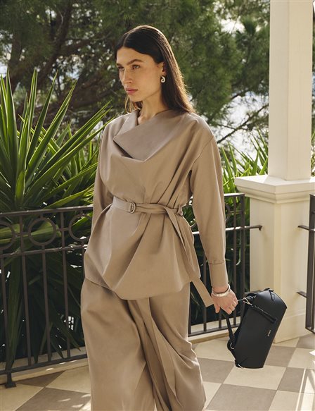 100% Cotton Pants and Skirt Set Dark Mink