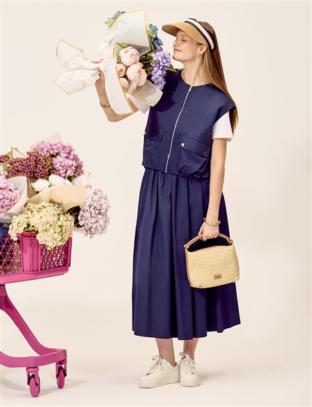 High-Waisted A-Line, Dark Navy