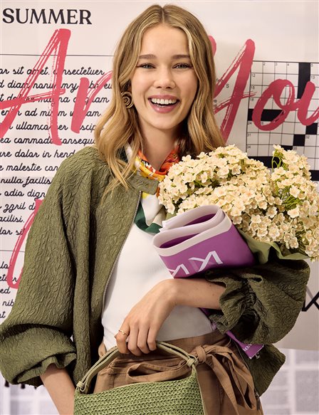 Raglan Sleeve Embossed Jacket Khaki