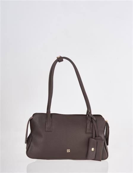 Suni Deri Omuz Çantası Acı Kahve