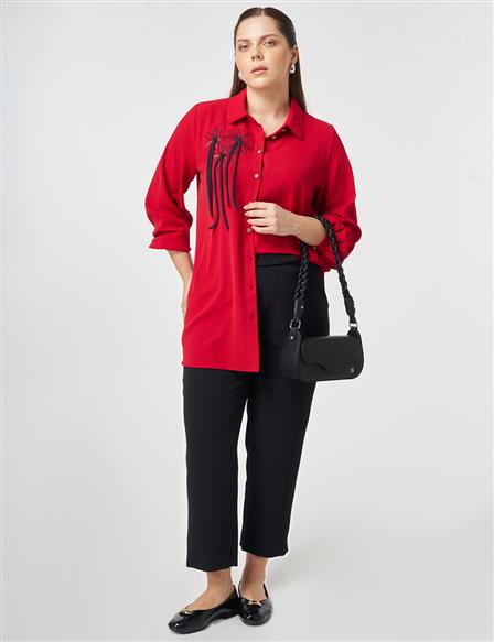 Baby Collar Embroidered Tunic Red