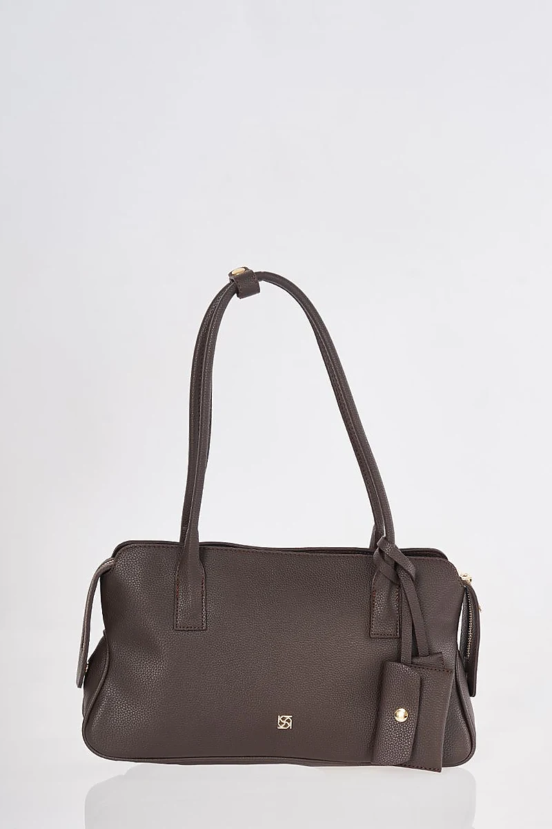 Faux Leather Shoulder Dark Brown