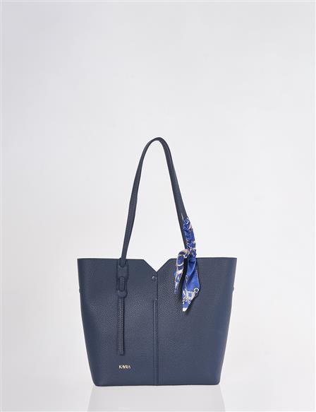 Suni Deri Tote Çanta Lacivert
