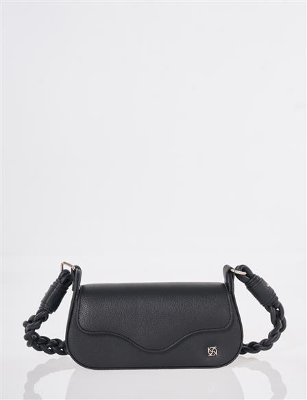 Kapaklı Baget Çanta Siyah