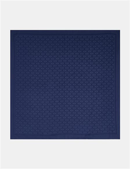 Logo Pattern Scarf Navy