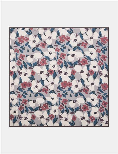 Floral Viscose Scarf in Burgundy