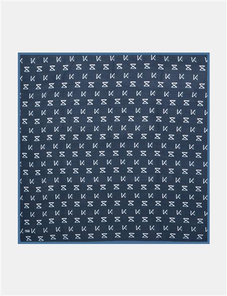 Logo Viscose Scarf in Navy