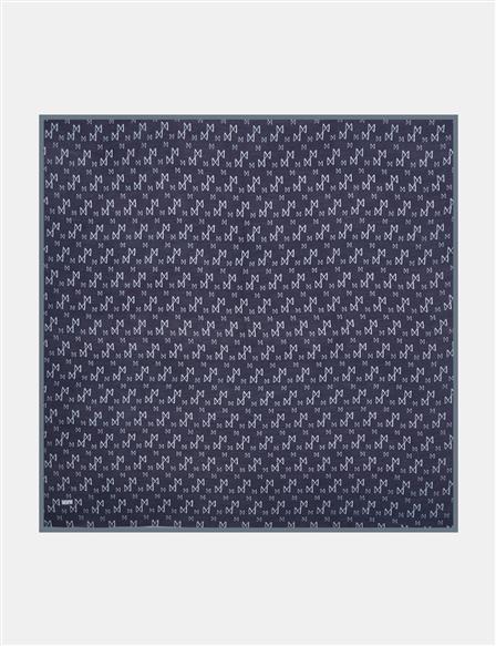 Patterned Viscose Scarf Navy
