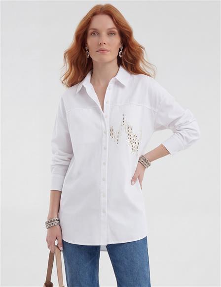 100% Cotton Embroidered Tunic Optical White