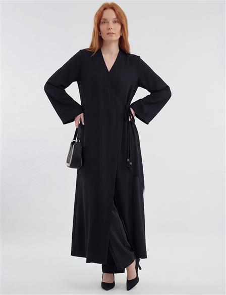 Wrap-Front Cardigan Black