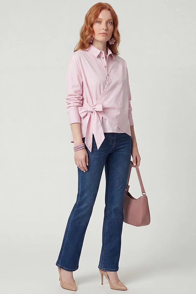 Tie-Detail Cotton Blouse Lilac