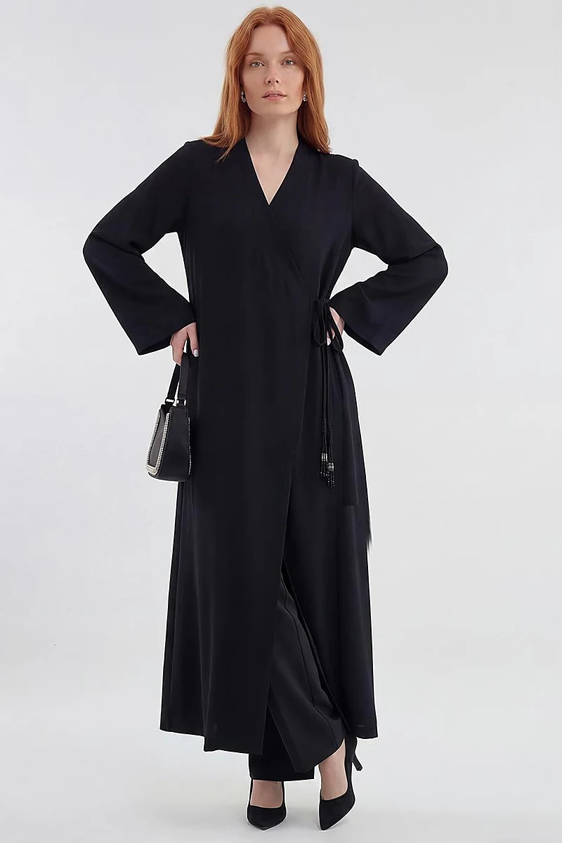 Wrap-Front Cardigan Black