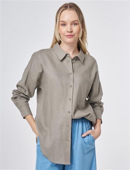 Sport Stitch Linen-Lyocell Tunic Dark Mink