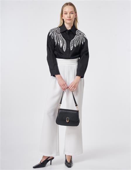 Pleated Crepe Trousers Optical White