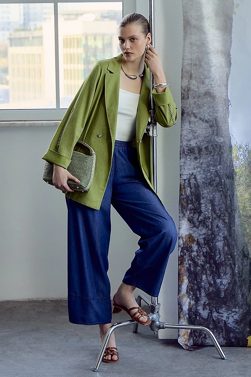Düğmeli Blazer Ceket Matcha Yeşili 