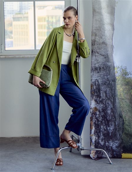 Düğmeli Blazer Ceket Matcha Yeşili 