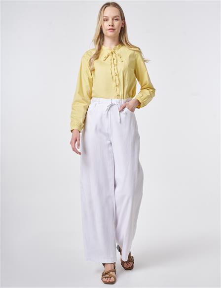 Drawstring Belt Non-Denim Trousers Optical White