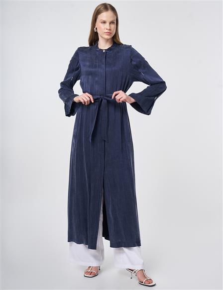 Taş İşlemeli Lyocell Viskon Giy Çık Koyu Lacivert 