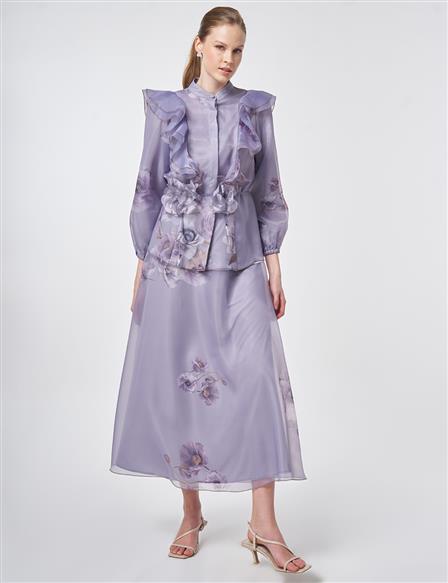 Ruffled Organza Two-Piece Set – Lilac