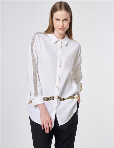 Lace Trim Linen Lyocell Tunic – Optic White