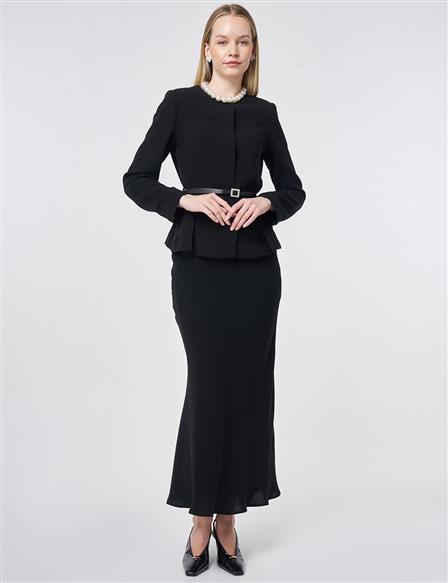 Belt Detailed Two-Piece Set – Black