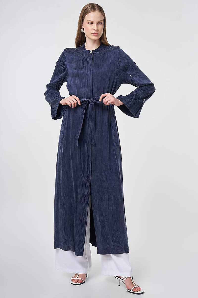 Stone Embellished Lyocell Viscose Throw-On – Dark Navy
