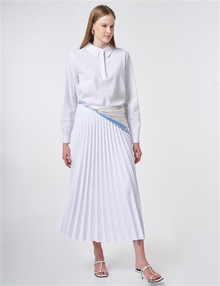 Optic White Pleated Skirt