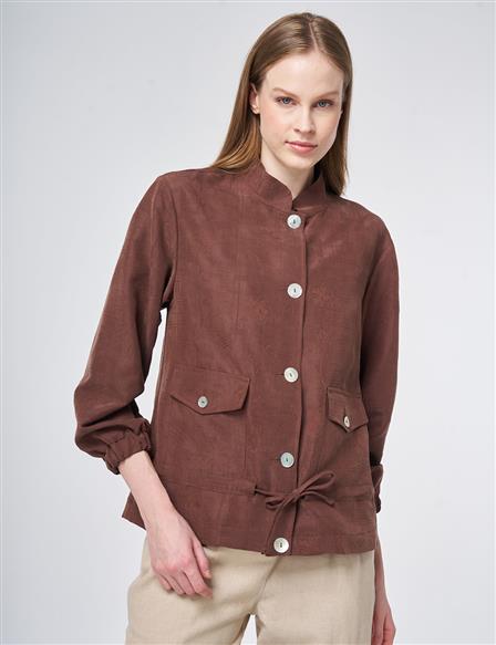 Hakim Yaka Modal Ceket Çikolata 