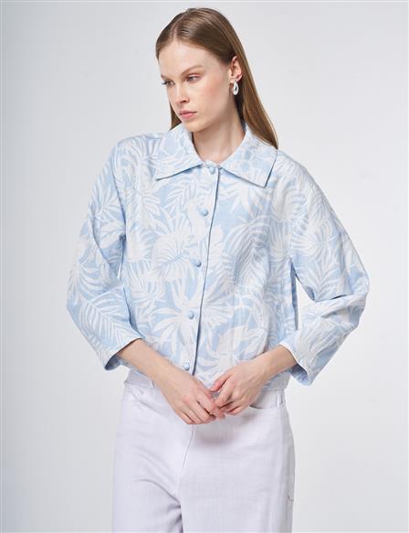 Patterned Short Jacket in Light Air Force Blue