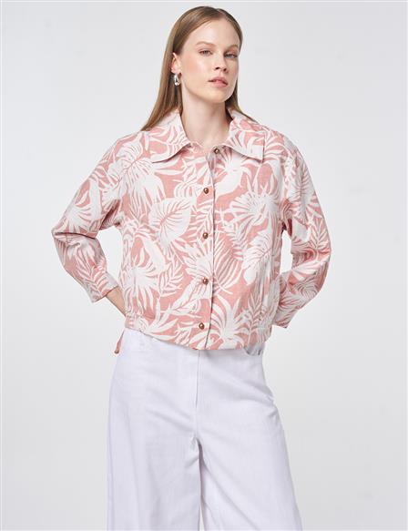 Patterned Short Jacket in Terracotta
