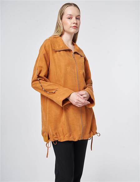 Wide Collar Modal Jacket in Cinnamon