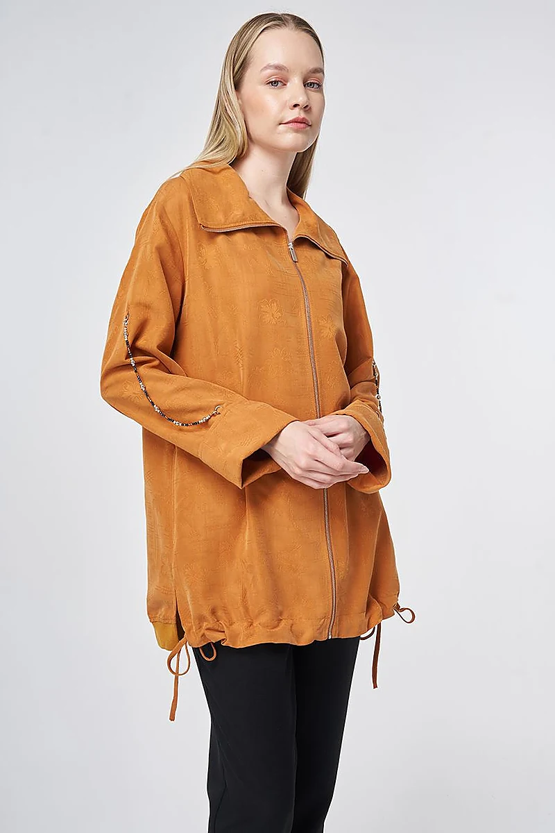 Wide Collar Modal Jacket in Cinnamon