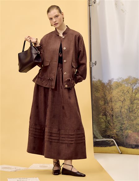Chocolate Stand Collar Modal Jacket