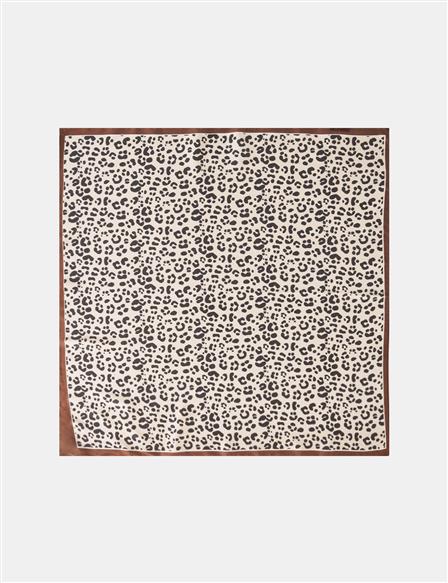 Brown-Cream Leopard Print Scarf