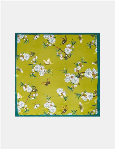 Olive Green Mini Floral Pattern Scarf